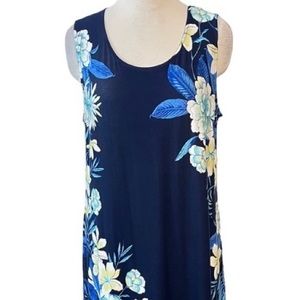 🐬Chico's Paradise Tropical Floral Briah Palm Sleeveless Maxi Blue 2 Large NWT